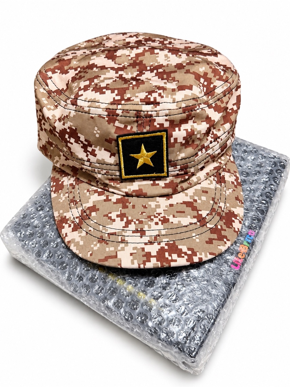 Camouflage Military-Style Cap with Star Patch - Desert Camo